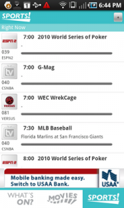Top Android App TV Listings for Android Sports