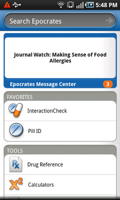 Top Android App Epocrates Drug Reference Home
